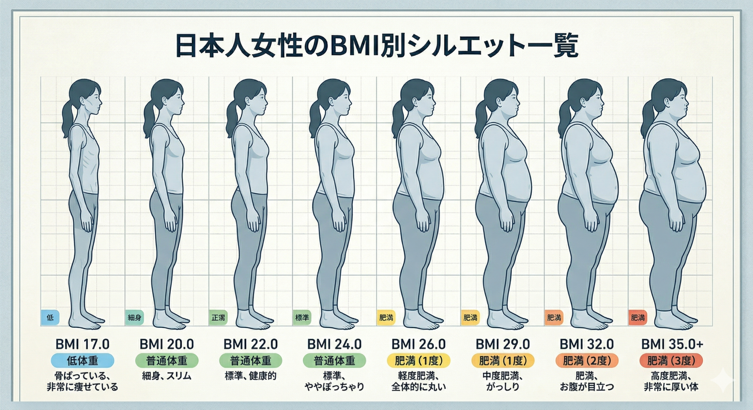 BMI別女性シルエット画像